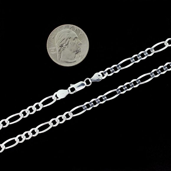 Real 925 SOLID Sterling Silver 5mm Figaro Link Chain Necklace 16" inch - Picture 3 of 6